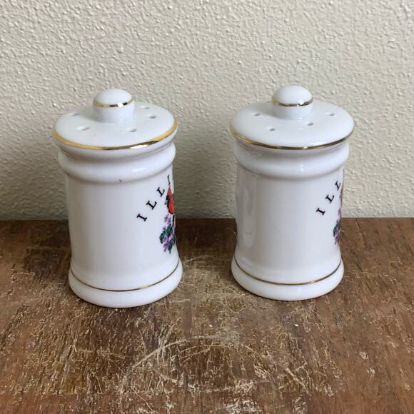 State of Illinois salt and pepper shakers Cardinal State Bird Violet Ceramic - Picture 3 of 6